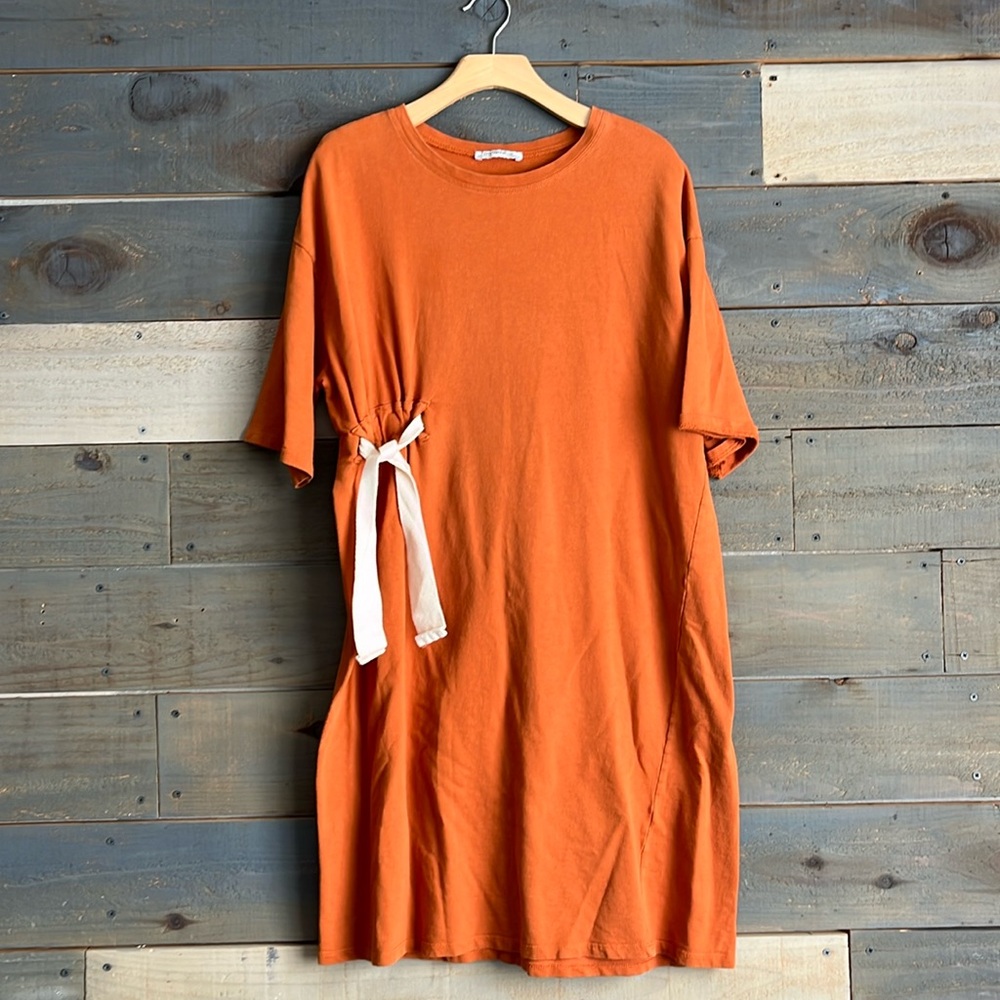 Zara Women's Tshirt Dress Orange Rust Size M